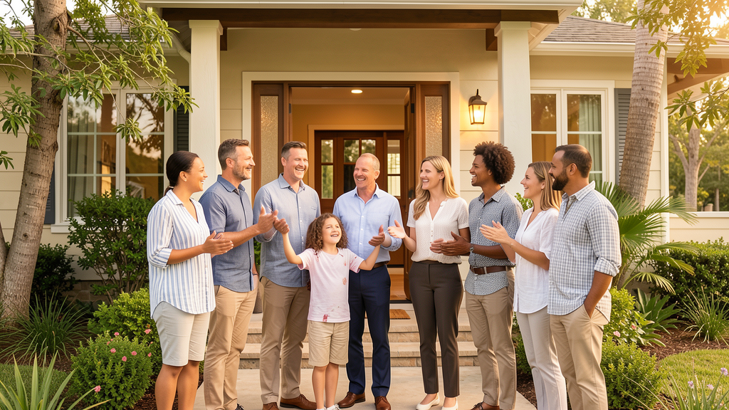 Hospitality property management team welcoming guests at a vacation rental